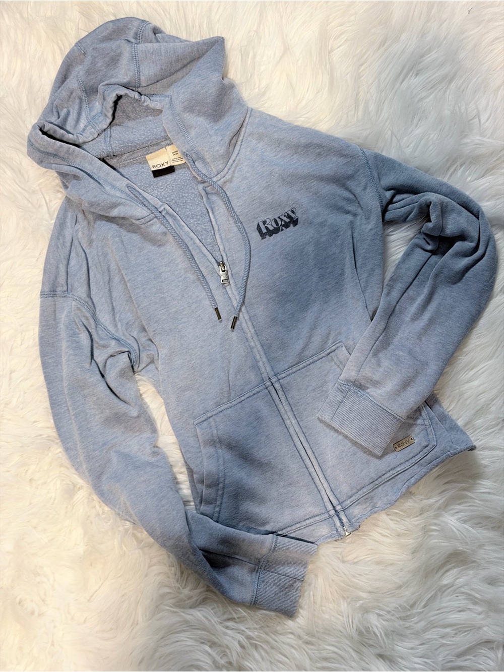 5/$25 - Roxy Women's Light Blue Zip-Up Hoodie Jacket